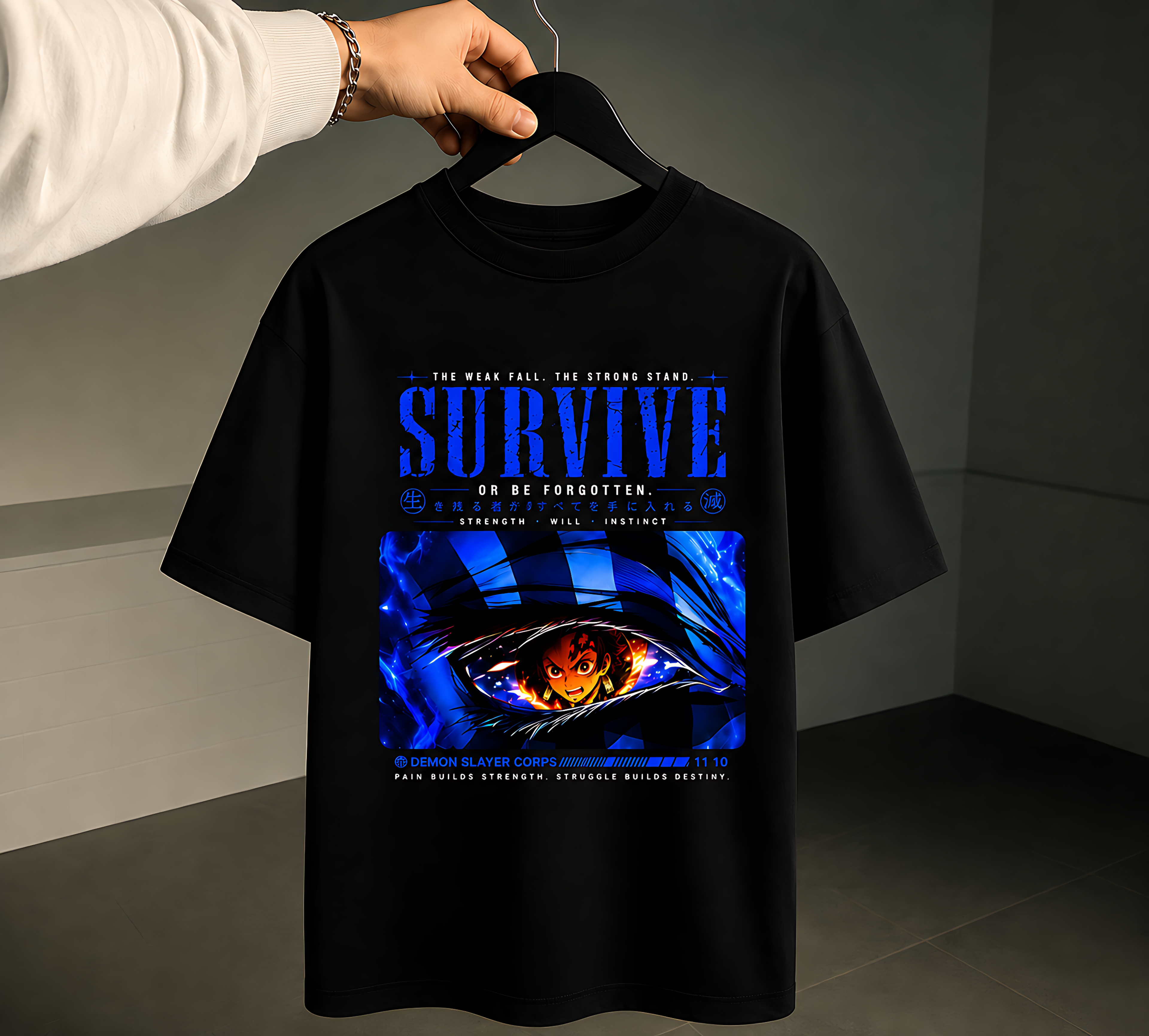 AKAZA: The Strong Stand – Premium Anime Oversized Tee (260 GSM Terry Cotton)