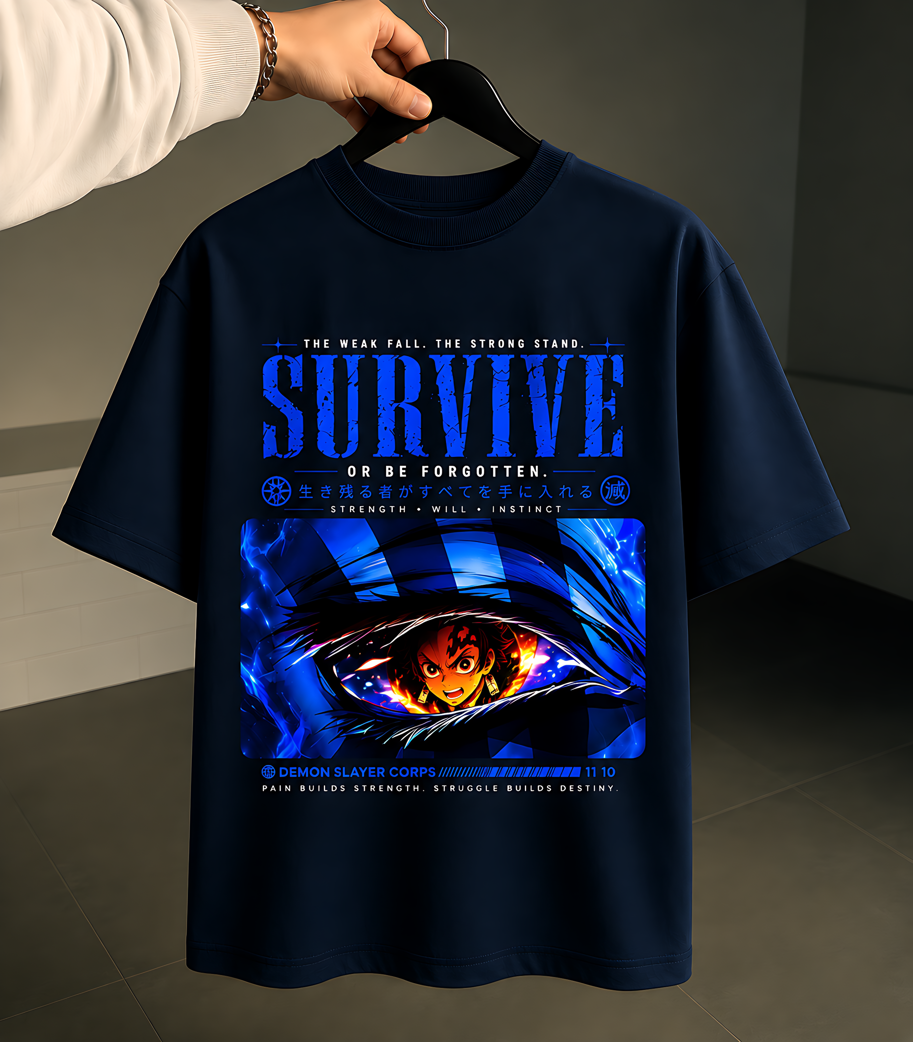 AKAZA: The Strong Stand – Premium Anime Oversized Tee (260 GSM Terry Cotton)