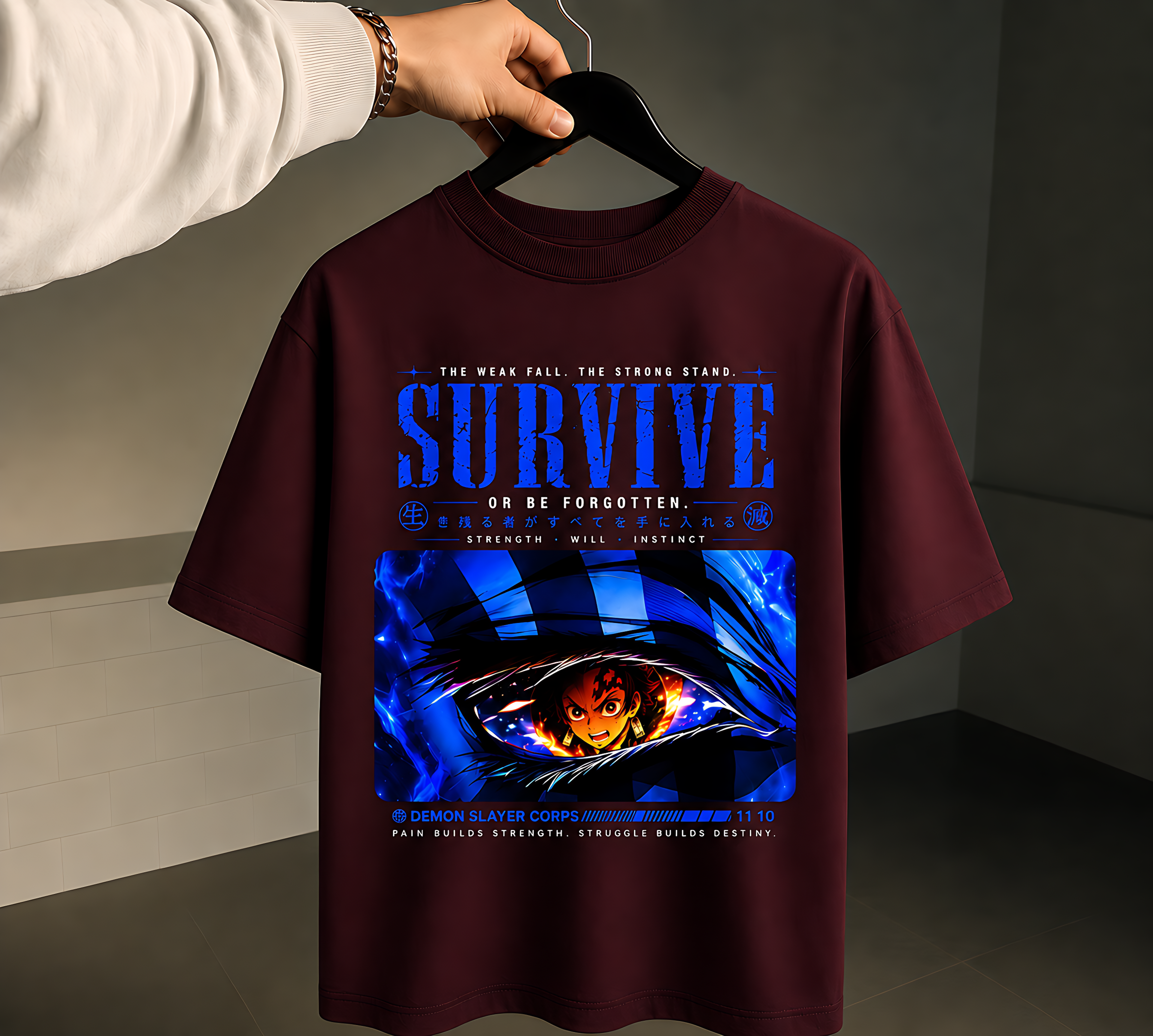 AKAZA: The Strong Stand – Premium Anime Oversized Tee (260 GSM Terry Cotton)